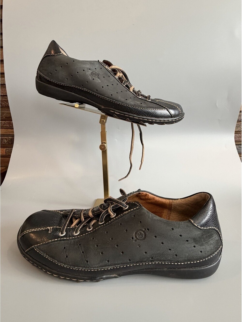 Vintage Y2K Born Black Leather Sneakers Shoes Lace Up Indie Sleaze Grunge Skater